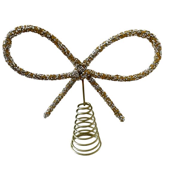 Midwinter Modern Gold/Silver Rhinestone Bow Tree Topper Christmas 2024 Viral - Picture 13 of 13